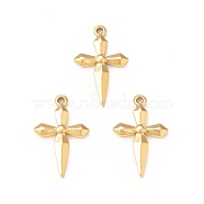 304 Stainless Steel Pendants, Cross, Real 18K Gold Plated, 18.5x11.5x2mm, Hole: 1mm(STAS-A075-17G)