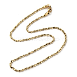 Vacuum Plating 304 Stainless Steel Rope Chain Necklaces, Golden, 18.11 inch(46cm)(NJEW-H019-02G)