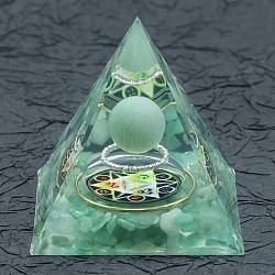 Resin Orgonite Pyramid, Green Aventurine Energy Generator, for Stress Reduce Healing Meditation Attract Wealth Lucky Room Decor, 60x60x60mm(PW-WG36540-02)