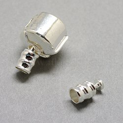 Alloy European Clip Clasps, Silver Color Plated, about 14x9mm, Hole: 2mm(PDLC-R001-26S)