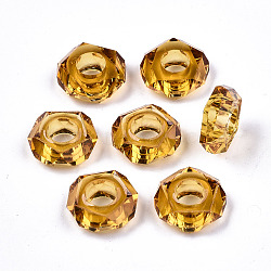 Epoxy Resin European Beads, Large Hole Beads, Donut, Faceted, Goldenrod, 13~14x5mm, Hole: 6mm(RPDL-N015-03F)