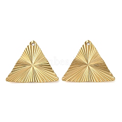 304 Stainless Steel Pendants, Triangle Charm, Real 18K Gold Plated, 24.5x27.5x2mm, Hole: 1.5mm(STAS-Q308-03G)