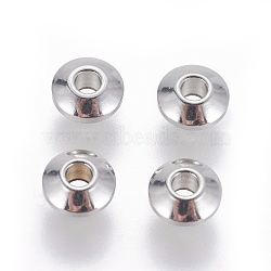 202 Stainless Steel Spacer Beads, Rondelle, Stainless Steel Color, 6x3mm, Hole: 2mm(STAS-F205-09P)