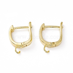Brass Hoop Earring Findings with Latch Back Closure, with Horizontal Loops, Cadmium Free & Lead Free, Long-Lasting Plated, Real 24K Gold Plated, 16.5x12x2.5mm, Hole: 2mm, Pin: 0.9mm(KK-A172-19G)