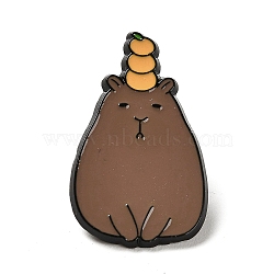 Cartoon Bank Beaver Enamel Pins, Black Alloy Brooches for Backpack Clothes, Sandy Brown, 30x18x1.5mm(JEWB-Z014-02C-EB)