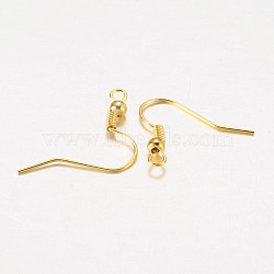 Iron Earring Hooks, Ear Wire, with Horizontal Loop, Cadmium Free & Lead Free, Golden, 17~19x0.8mm, Hole: 2mm, 22 Gauge, Pin: 0.6mm(E135-G)