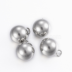 Tarnish Resistant 304 Stainless Steel Sphere Charms, Round Ball, Mixed Color, 11x8mm, Hole: 2mm(STAS-H394-12P)