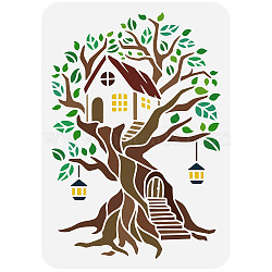 Plastic Drawing Painting Stencils Templates, for Painting on Scrapbook Fabric Tiles Floor Furniture Wood, Rectangle, Tree Pattern, 29.7x21cm(DIY-WH0396-0125)