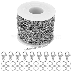 25m 304 Stainless Steel Cable Chains for DIY Chain Necklace Making Kit, with 50Pcs Jump Rings & 20Pcs Lobster Claw Clasps, Stainless Steel Color, Cable Chain: 2.2mm(CHS-BC0001-08)