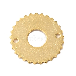 Brass Connector Charms, Lace Edged Flat Round Links, Real 24K Gold Plated, 16x0.9mm, Hole: 1.4mm(KK-P259-10G)