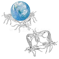 Bees Zinc Alloy Crystal Ball Display Bases, Crystal Sphere Display Stand, Platinum, 71x50mm(AJEW-WH0796-07B)