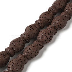 Natural Lava Rock Beads Strands, Fish, Dyed, Coconut Brown, 14x9x7mm, Hole: 1.2mm, about 28pcs/strand, 15.55''(39.5cm)(G-U007-01K)