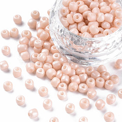 6/0 Glass Seed Beads, Dyed & Heated, Opaque Colours, Round Hole, Round, Antique White, 4~5x3~4mm, Hole: 1.2mm, about 450g/pound(SEED-N005-002A-H03)