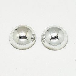 UV Plated Acrylic Beads, Half Drilled, Dome/Half Round, Silver, 18x9mm, Hole: 1.4mm(PACR-Q117-18mm-08)