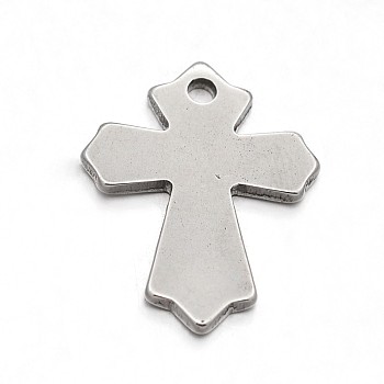 Latin Cross 304 Stainless Steel Stamping Blank Tag Pendants, Stainless Steel Color, 23x18x1.5mm, Hole: 2mm