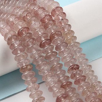 Natural Strawberry Quartz Beads Strands, Saucer Beads, Rondelle, 6~6.5x3mm, Hole: 1mm, about 118~119pcs/strand, 15.35''(39cm)