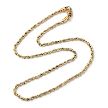 Vacuum Plating 304 Stainless Steel Rope Chain Necklaces, Golden, 18.11 inch(46cm)