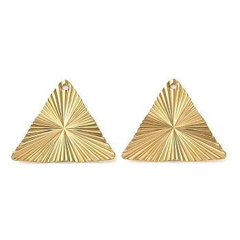304 Stainless Steel Pendants, Triangle Charm, Real 18K Gold Plated, 24.5x27.5x2mm, Hole: 1.5mm