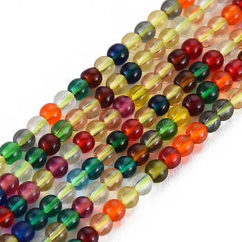 Glass Beads Strands, Round, Colorful, 2mm, Hole: 0.6mm, about 185~206pcs/strand, 14.37~14.76 inch(36.5~37.5cm)