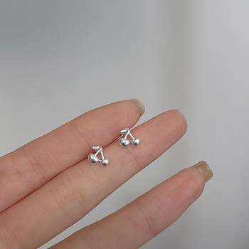 Alloy Earrings for Women, with 925 Sterling Silver Pin, Cherry, 10mm