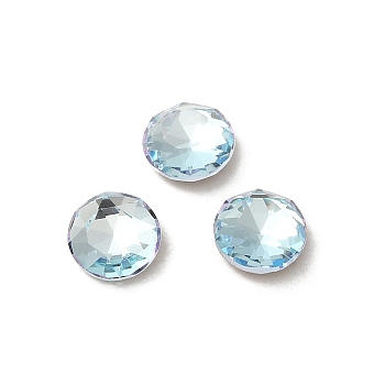 Glass Rhinestone Cabochons, Point Back & Back Plated, Faceted, Flat Round, Light Azore, 6x2.7mm