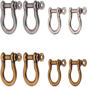 WADORN 8Pcs 4 Colors Alloy D-Ring Anchor Shackle Clasps, Mixed Color, 2pcs/color