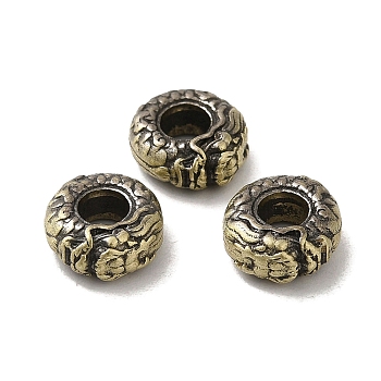 Tibetan Style Rack Plating Brass European Beads, Large Hole Beads, Long-Lasting Plated, Dragon, Brushed Antique Bronze, 9x4mm, Hole: 4mm