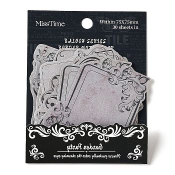 30 Sheets Baroque Vintage Pad Sticky Notes, Sticker Tabs, for Office School Reading, Silver, 49~77x66~78x0.1mm