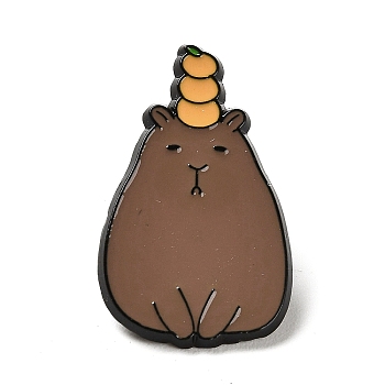 Cartoon Bank Beaver Enamel Pins, Black Alloy Brooches for Backpack Clothes, Sandy Brown, 30x18x1.5mm