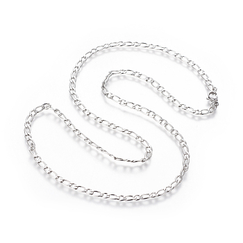 304 Stainless Steel Figaro Chain Necklaces, with Lobster Claw Clasps, Stainless Steel Color, 23.62 inch(60cm), 4mm