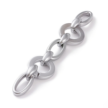 Handmade Opaque Spray Painted Acrylic Link Chains, with Spray Painted CCB Plastic Quick Link Connector, Silver, 31.5x4.5mm, 23x16x9mm, 35x19x6mm,  39.37 inch(1m)/strand