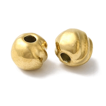 304 Stainless Steel Beads, Round, Golden, 6x5mm, Hole: 1.6mm