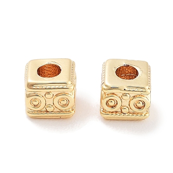 Brass Beads, Cube, Real 18K Gold Plated, 3x3.5x3.5mm, Hole: 1.5mm