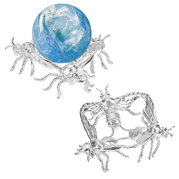 Bees Zinc Alloy Crystal Ball Display Bases, Crystal Sphere Display Stand, Platinum, 71x50mm