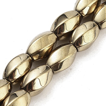 Synthetic Magnetic Hematite Beads Strands, Long-Lasting Plated, Twist, Light Gold Plated, 12~12.5x8~8.5mm, Hole: 1.2mm, about 32pcs/strand, 16.14''(41cm)