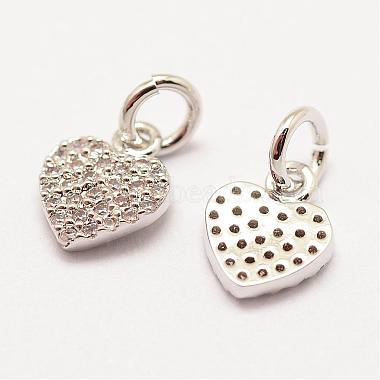 Platinum Heart Brass+Cubic Zirconia Charms