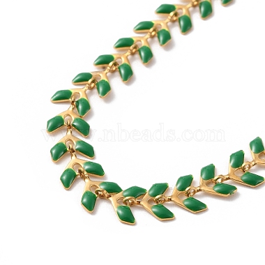 Enamel Ear of Wheat Link Chains Bracelet(BJEW-P271-02G-07)-2