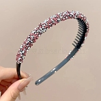 Plastic Rhinestone Hair Bands, Hair Accessories for Women Girls, Crimson, 146x132x17mm(OHAR-B007-04C)