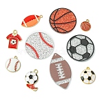 Sports Ball Acrylic & Alloy Enamel Pendants Findings Kits, Mixed Color, 17~46x15~35x1~4mm, Hole: 1.5~2.5mm, 1pc/style(FIND-YW0006-57)
