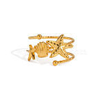 Ocean Themes Stainless Steel Cuff Rings, Starfish/Shell Shape, Real 18K Gold Plated, 11.7mm, Inner Diameter: Adjustable(CD7361-5)