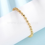 Brass Beaded Bracelets for Women, Round, Long-Lasting Plated, Rack Plating, Cadmium Free & Lead Free, Real 18K Gold Plated, 7-1/8 inch(18cm)(BJEW-C140-16G)