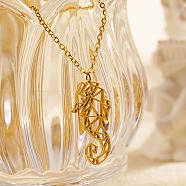 Stainless Steel Origami Seahorse Pendant Necklace, Golden, 17.72 inch(45cm)(RP6036-1)