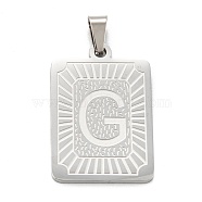 304 Stainless Steel Pendants, Rectangle with Alphabet, Letter.G, 30x20x1.5mm, Hole: 3x6mm(STAS-K216-48G-P)