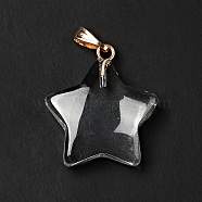 Glass Pendants, with Golden Plated Iron Findings, Star, Clear, 23x20x6mm, Hole: 6x2mm(GLAA-A004-01D)