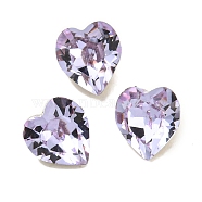 Glass Rhinestone Cabochons, Flat Back & Back Plated, Faceted, Heart, Violet, 5.5x5x3.5mm(RGLA-L029-16B-371)