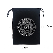 Printed Velvet Tarot Card Storage Drawstring Pouches, Rectangle, for Witchcraft Articles Storage, Black, Round, 18x14cm(PW-WG75526-02)