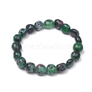 Natural Ruby in Zoisite Stretch Beaded Bracelets, Tumbled Stone, Nuggets, 1-7/8 inch~2-1/8 inch(4.8~5.5cm), Beads: 8~16.5x7~10mm(X-BJEW-K213-C07)