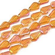 Electroplate Glass Beads Strands, AB Color, Teardrop, Dark Orange, 11x8x3.5mm, Hole: 0.9mm, about 59~61pcs/strand, 24.80 inch~ 25.59 inch(63~65cm)(EGLA-S188-15-B02)
