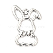 Tibetan Style Alloy Big Pendants, Rabbit with Bowknot Charms, Hollow, Antique Silver, 34.5x24.5x2mm, Hole: 2.5mm, about 345pcs/1000g(PALLOY-M198-18AS)