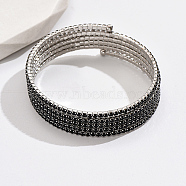 Platinum Brass Multi Layer Wrap Bracelets, Cubic Zirconia Tennis Bracelet, Black, No Size(RM1445-5)